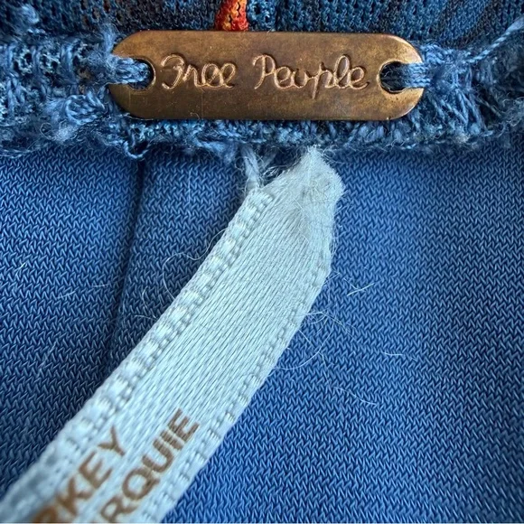 Free People Sz XS Romi Mesh Mini Skirt Blue Floral Fully Lined Elastic Waist - Picture 5 of 6